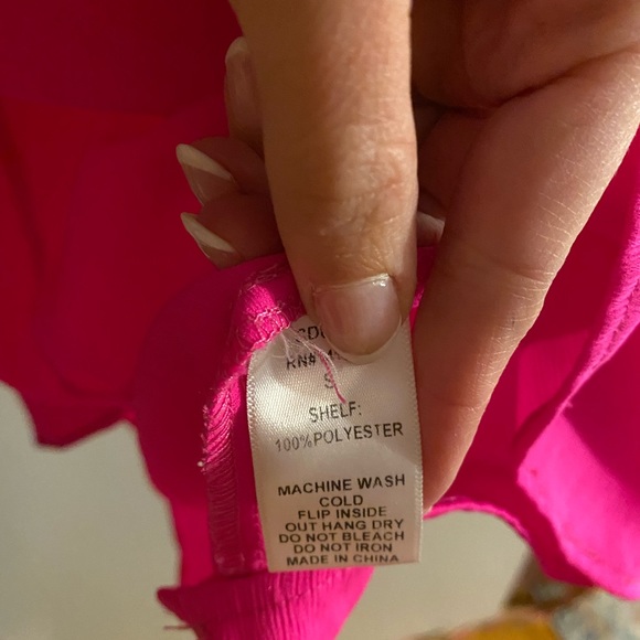 Eye of the Needle Off Shoulder Pink Dress, Size Small - Picture 4 of 7